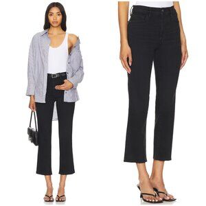 FRAME Le High Straight Black Raw Hem Frayed Ankle Crop size 29